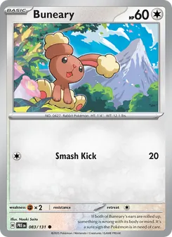 Buneary 083/131, carta de Pokémon de Evoluciones Prismáticas
