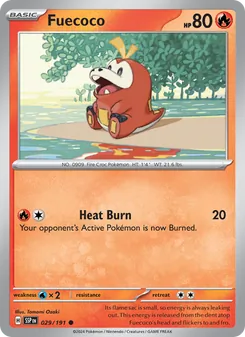 Fuecoco 029/191, carta de Pokémon de Chispas Fulgurantes