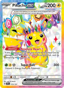 Pikachu ex 219/191, carta de Pokémon de Chispas Fulgurantes