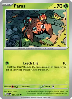 Paras 004/159, carta de Pokémon de Juntos de Aventuras