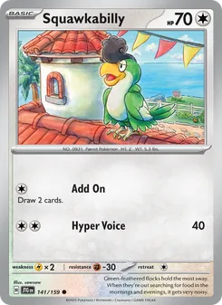 Squawkabilly 141/159, carta de Pokémon de Juntos de Aventuras