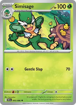 Simisage 005/086, carta de Pokémon de Fulgor Negro