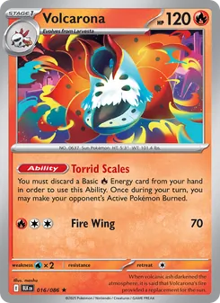 Volcarona 016/086, carta de Pokémon de Fulgor Negro