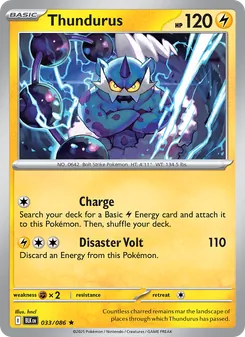 Thundurus 033/086, carta de Pokémon de Fulgor Negro
