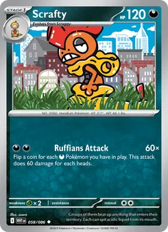 Scrafty 058/086, carta de Pokémon de Llama Blanca
