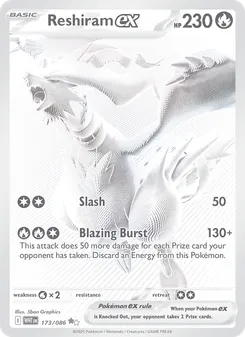 Reshiram ex 173/086, carta de Pokémon de Llama Blanca