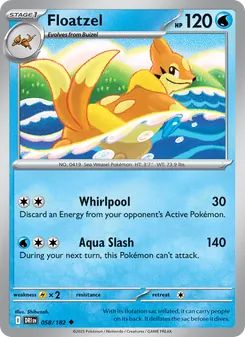 Floatzel 058/182, carta de Pokémon de Rivales Predestinados