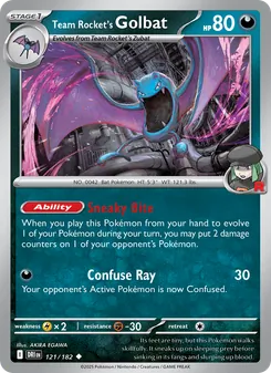 Golbat del Team Rocket 121/182, carta de Pokémon de Rivales Predestinados