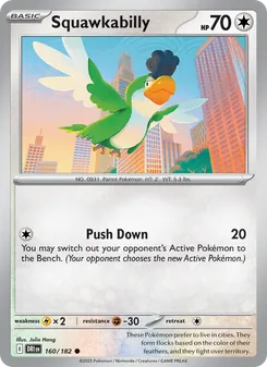 Squawkabilly 160/182, carta de Pokémon de Rivales Predestinados