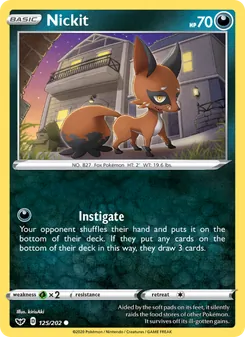 Nickit 125/202, carta de Pokémon de Espada y Escudo
