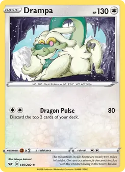 Drampa 149/202, carta de Pokémon de Espada y Escudo