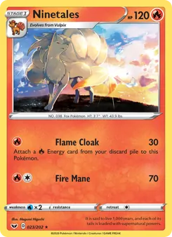 Ninetales 23/202, carta de Pokémon de Espada y Escudo
