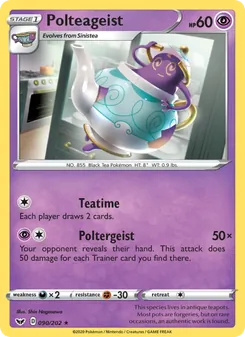 Polteageist 90/202, carta de Pokémon de Espada y Escudo