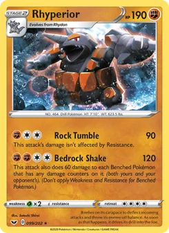Rhyperior 99/202, carta de Pokémon de Espada y Escudo