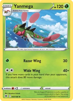 Yanmega 007/189, carta de Pokémon de Resplandor Astral