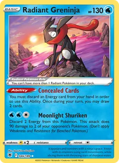 Greninja Radiante 046/189, carta de Pokémon de Resplandor Astral