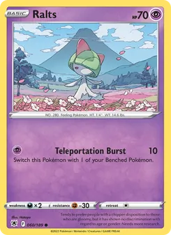 Ralts 060/189, carta de Pokémon de Resplandor Astral