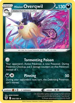 Overqwil de Hisui 090/189, carta de Pokémon de Resplandor Astral