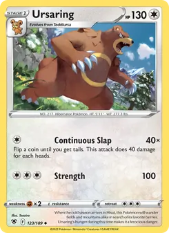 Ursaring 123/189, carta de Pokémon de Resplandor Astral