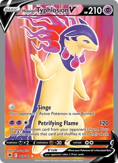 Typhlosion de Hisui V 169/189, carta de Pokémon de Resplandor Astral