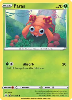 Paras 004/196, carta de Pokémon de Origen Perdido