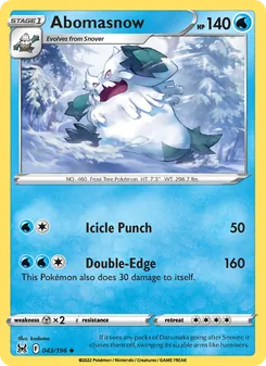 Abomasnow 043/196, carta de Pokémon de Origen Perdido