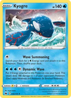 Kyogre 036/159, carta de Pokémon de Cenit Supremo