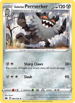 Perrserker de Galar 085/159, carta de Pokémon de Cenit Supremo