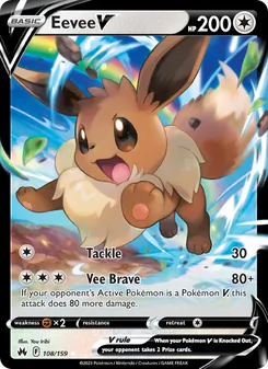 Eevee V 108/159, carta de Pokémon de Cenit Supremo