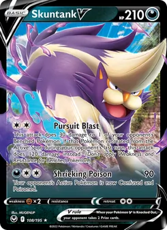 Skuntank V 108/195, carta de Pokémon de Tempestad Plateada