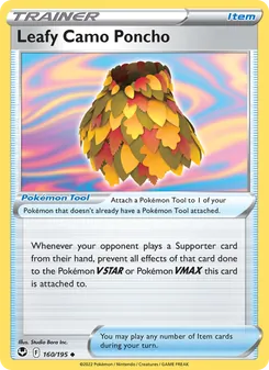 Poncho de Camuflaje de Hojas 160/195, carta de Pokémon de Tempestad Plateada