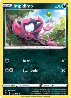 Impidimp 123/192, carta de Pokémon de Choque Rebelde