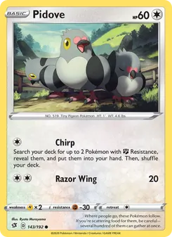 Pidove 143/192, carta de Pokémon de Choque Rebelde
