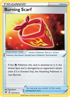 Bandana Ardiente 155/192, carta de Pokémon de Choque Rebelde