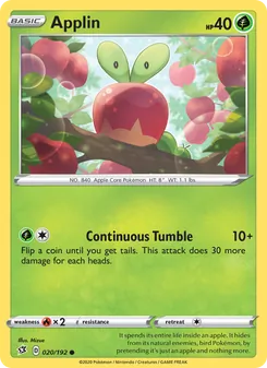 Applin 20/192, carta de Pokémon de Choque Rebelde