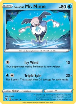 Mr. Mime de Galar 37/192, carta de Pokémon de Choque Rebelde