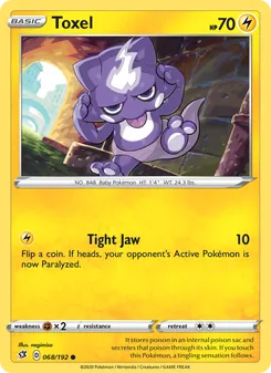 Toxel 68/192, carta de Pokémon de Choque Rebelde
