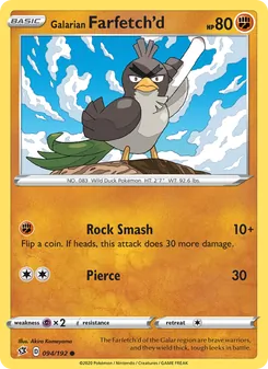 Farfetch'd de Galar 94/192, carta de Pokémon de Choque Rebelde