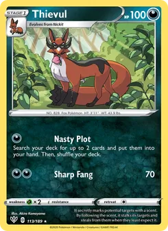 Thievul 113/189, carta de Pokémon de Oscuridad Incandescente