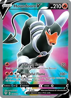 Houndoom V 178/189, carta de Pokémon de Oscuridad Incandescente