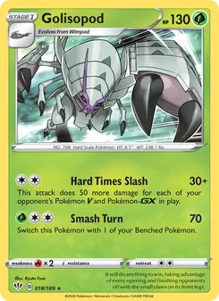 Golisopod 18/189, carta de Pokémon de Oscuridad Incandescente