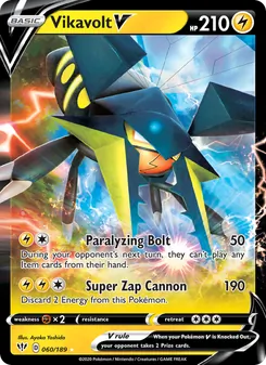 Vikavolt V 60/189, carta de Pokémon de Oscuridad Incandescente