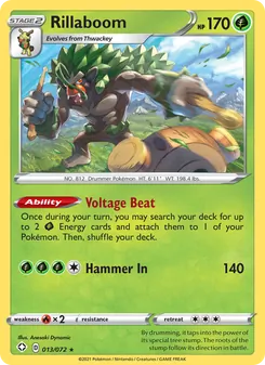 Rillaboom 13/72, carta de Pokémon de Destinos Brillantes