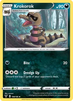 Krokorok 108/185, carta de Pokémon de Voltaje Vívido
