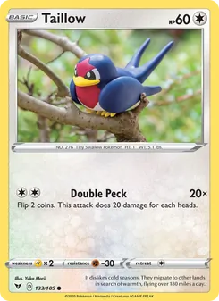 Taillow 133/185, carta de Pokémon de Voltaje Vívido