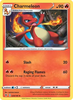 Charmeleon 24/185, carta de Pokémon de Voltaje Vívido