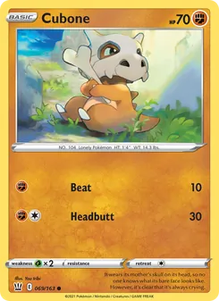 Cubone 69/163, carta de Pokémon de Estilos de Combate