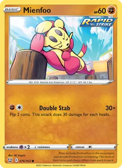 Mienfoo 76/163, carta de Pokémon de Estilos de Combate