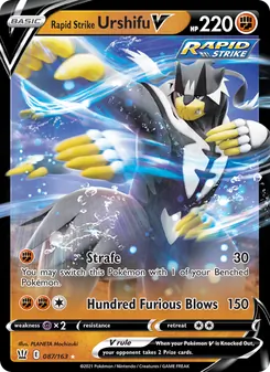 Urshifu Golpe Fluido V 87/163, carta de Pokémon de Estilos de Combate