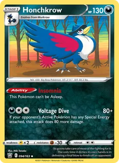 Honchkrow 94/163, carta de Pokémon de Estilos de Combate